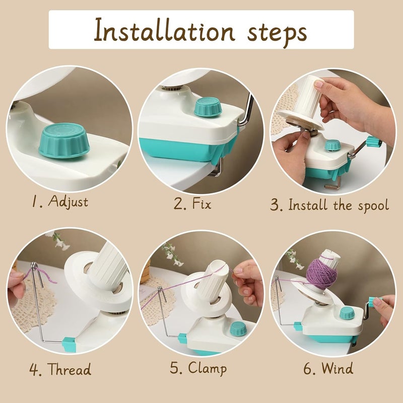 Kogyxe Yarn Winder, Yarn Ball Winder, Hand-Operated Easy-to-Install Yarn Cake Winder Spinner, Knitting Yarn Roller with Yarn Needles Set for Crocheting, The Helper for Knitting Lovers - Image 5